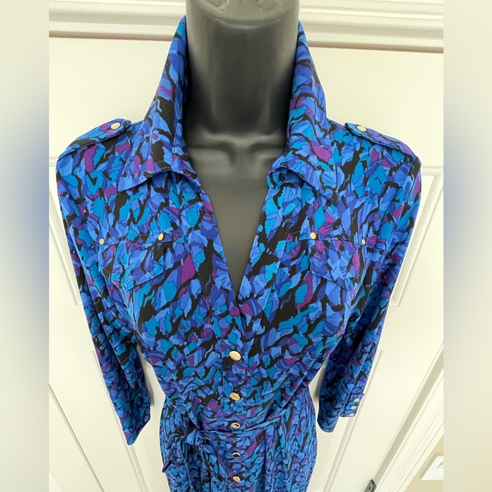 Cache Blue / Purple/Black
Printed Shirt Dress - Picture 2 of 11